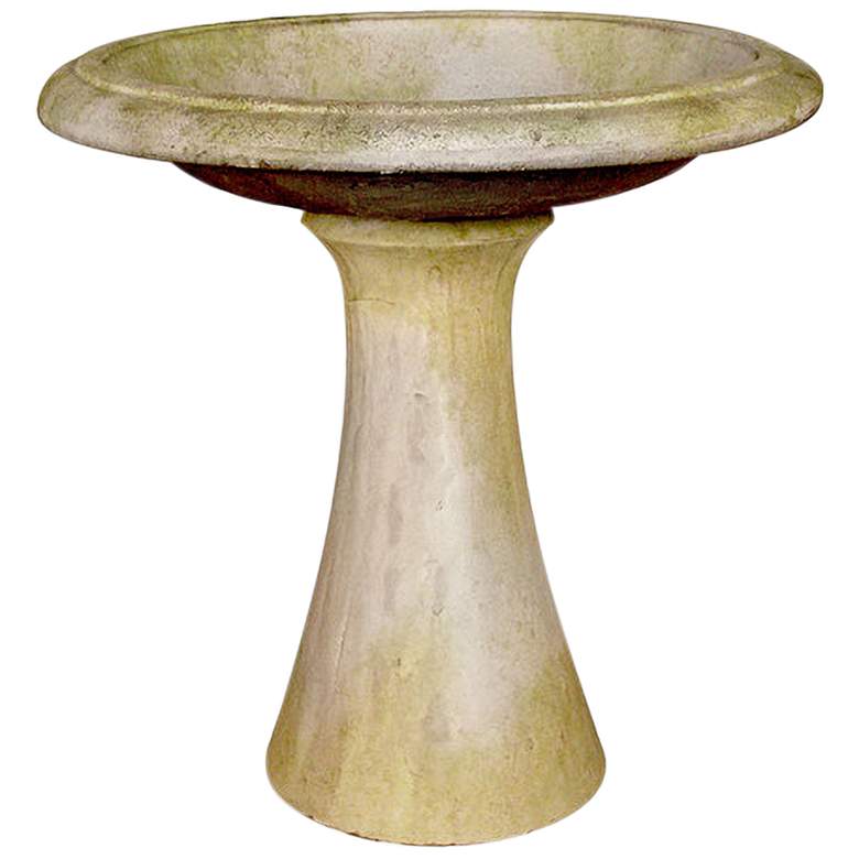 Image 1 Orlandi Sleek 24" High White Moss Outdoor Garden Bird Bath