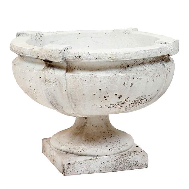 Image 2 Orlandi Smooth Strap Cathedral White Outdoor Urn