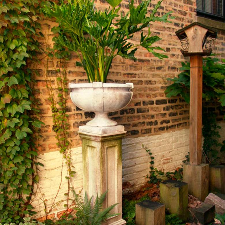 Image 1 Orlandi Smooth Strap Cathedral White Outdoor Urn