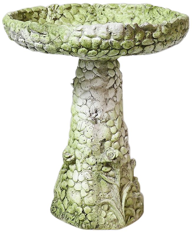 Image 2 Orlandi Stone and Flower 22"H White Moss Outdoor Bird Bath - Made to Order more views