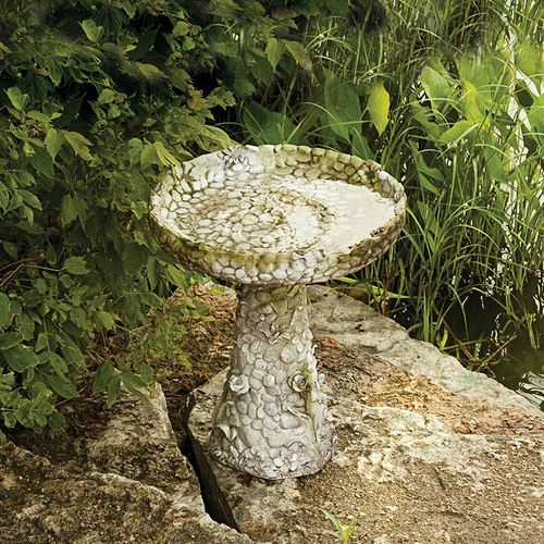 Image 3 Orlandi Stone and Flower 22"H White Moss Outdoor Bird Bath - Made to Order more views