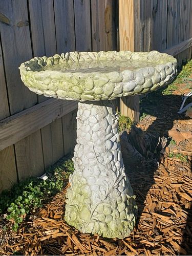 Image 4 Orlandi Stone and Flower 22"H White Moss Outdoor Bird Bath - Made to Order more views