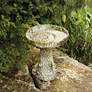 Orlandi Stone and Flower 22"H White Moss Outdoor Bird Bath