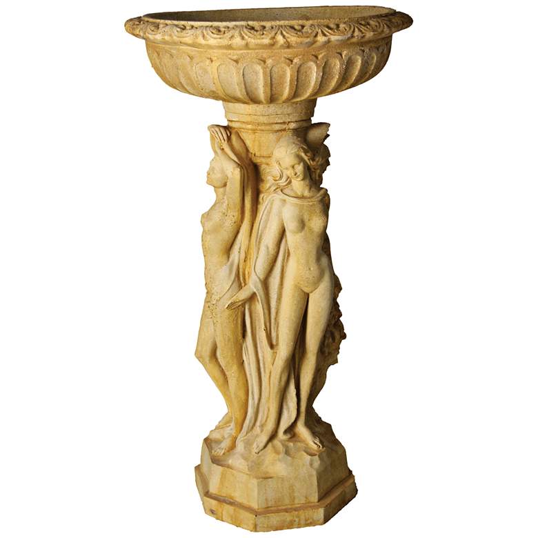 Image 1 Orlandi Three Muse 33 inch High Pompeii Finish Outdoor Bird Bath