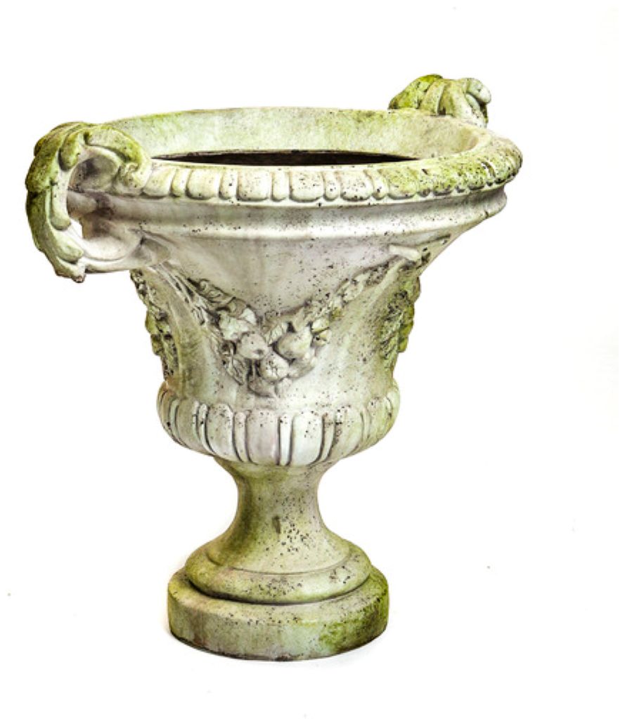 Orlandi Traditional White Moss Outdoor Urn - Made to Order
