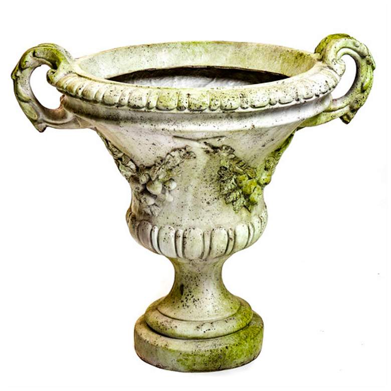 Image 1 Orlandi Traditional White Moss Outdoor Urn