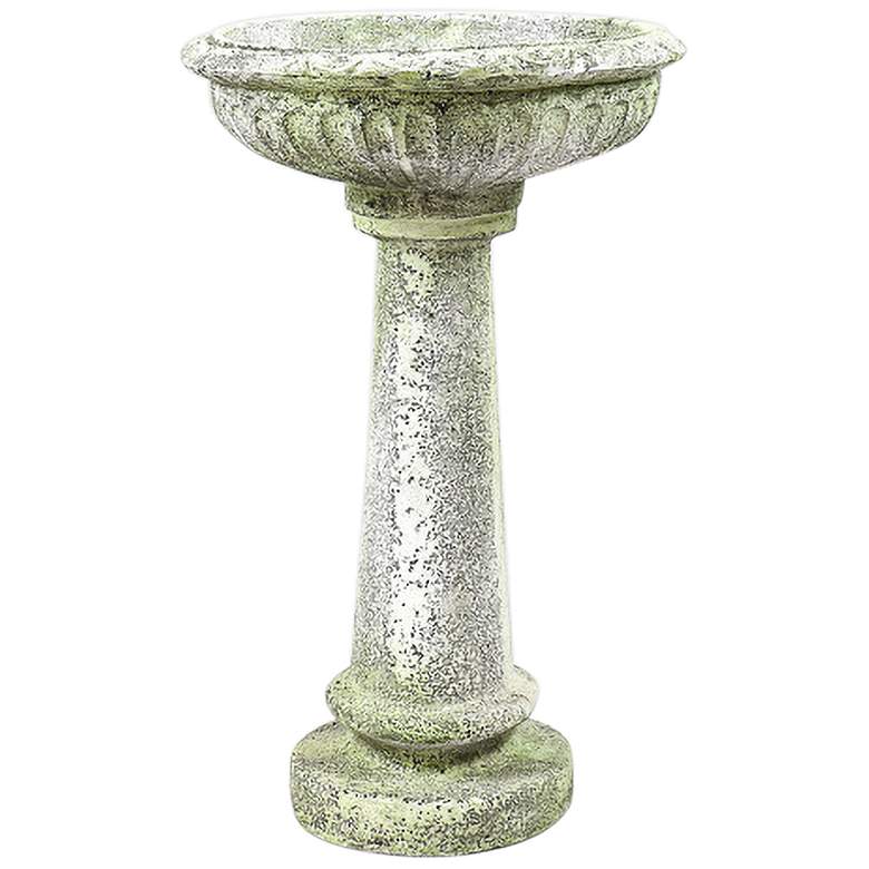 Image 1 Orlandi Trish 29 inch High White Moss Outdoor Garden Bird Bath