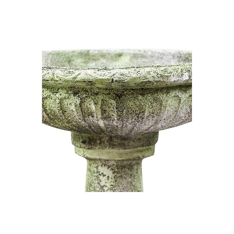 Image 2 Orlandi Trish 29 inch High White Moss Outdoor Garden Bird Bath more views