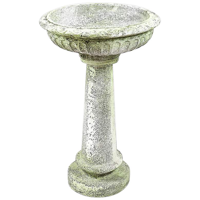 Image 3 Orlandi Trish 29 inch High White Moss Outdoor Garden Bird Bath more views