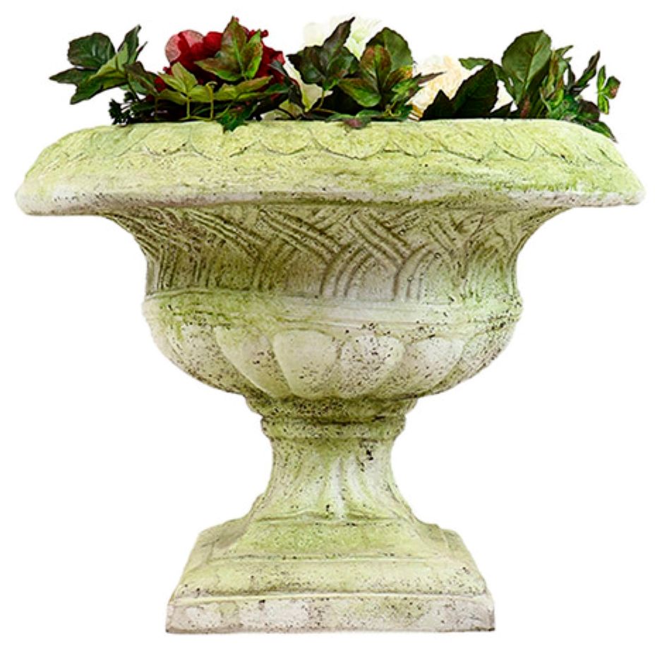 Orlandi Weaved Classical White Moss Outdoor Urn - Made to Order
