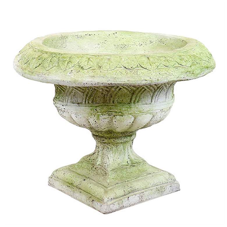 Image 1 Orlandi Weaved Classical White Moss Outdoor Urn