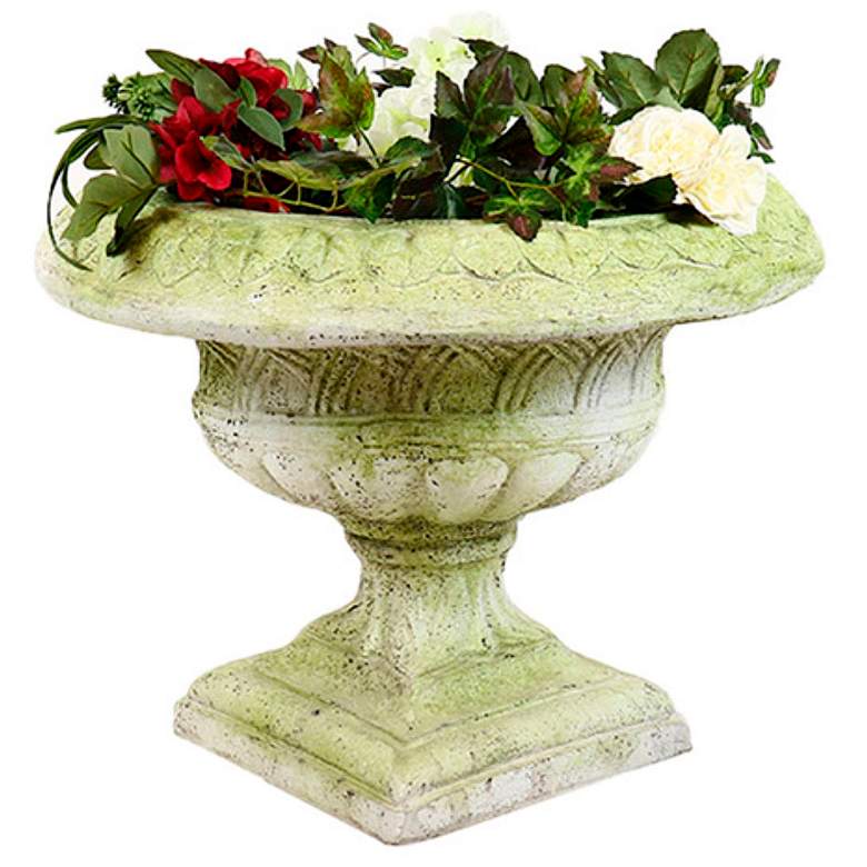 Image 4 Orlandi Weaved Classical White Moss Outdoor Urn more views