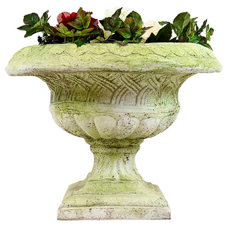 Image 5 Orlandi Weaved Classical White Moss Outdoor Urn more views