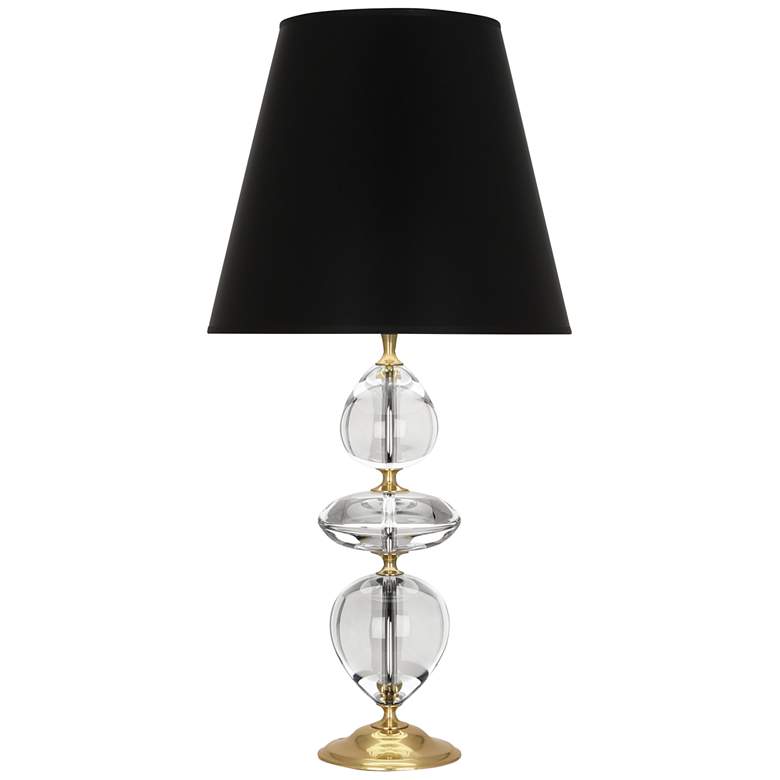 Image 2 Orlando Brass and Clear Crystal Table Lamp with Black Shade