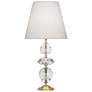 Orlando Brass and Clear Crystal Table Lamp with Oyster Shade