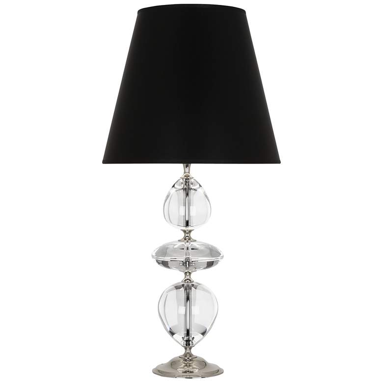 Image 2 Orlando Nickel and Clear Crystal Table Lamp with Black Shade