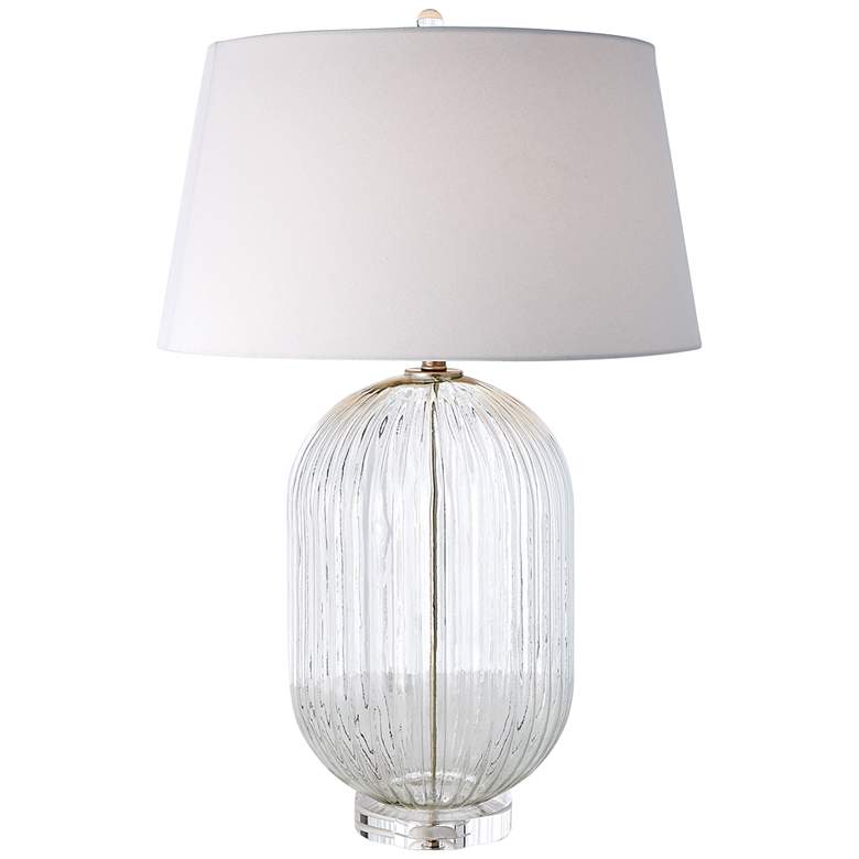 Image 1 Orly Ribbed Clear Glass Barrel Table Lamp
