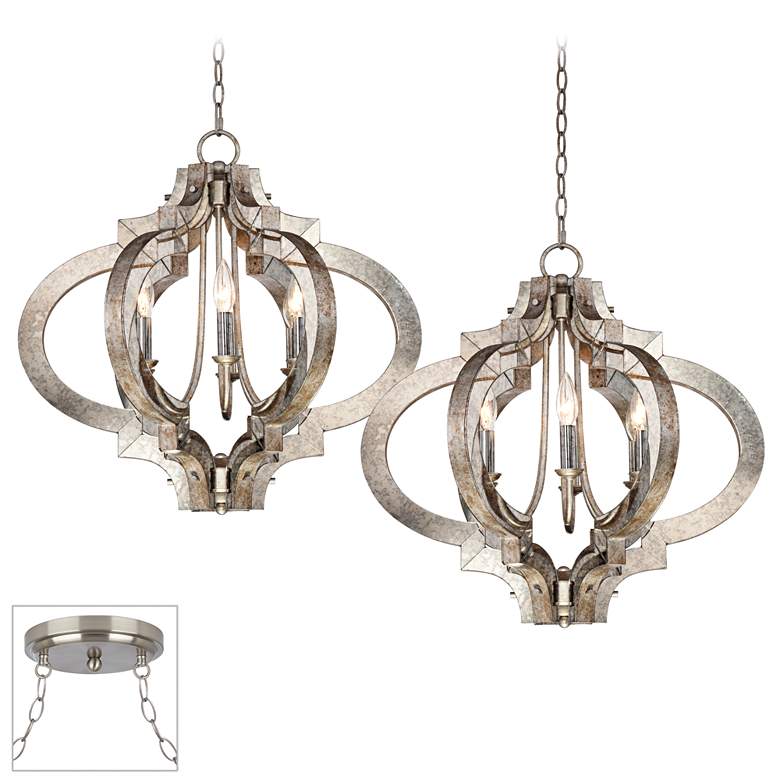 Image 1 Ornament Brushed Nickel Double Multi Light Pendant