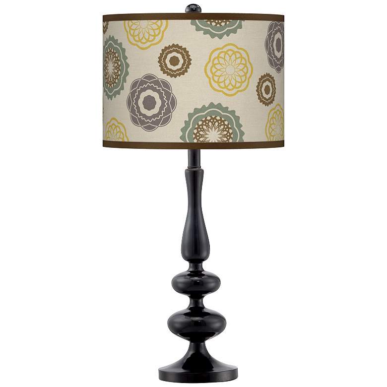 Image 1 Ornaments Linen Giclee Paley Black Table Lamp
