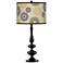 Ornaments Linen Giclee Paley Black Table Lamp