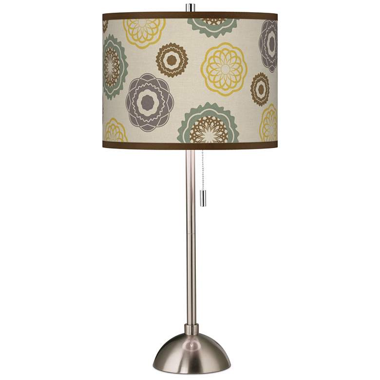 Image 1 Ornaments Linen Giclee Shade Brushed Steel Table Lamp