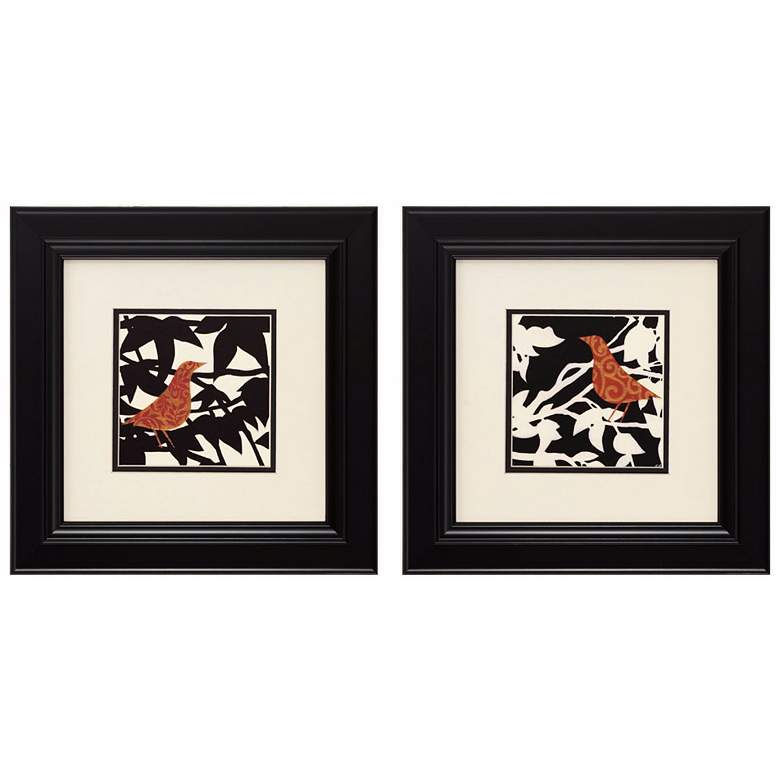 Image 1 Ornate Bird I and II 14 inch Square Framed Wall Art