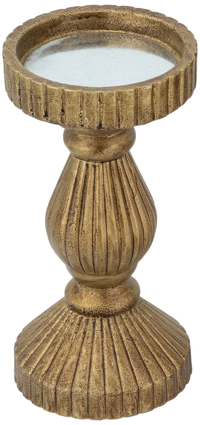 Image 2 Ornate Textured Wooden Candle Holder with Antique Gold - 8