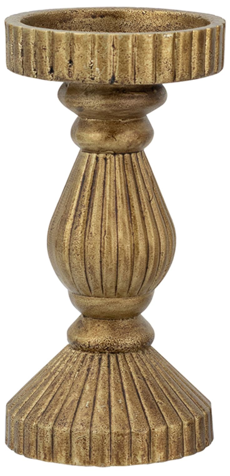 Image 3 Ornate Textured Wooden Candle Holder with Antique Gold - 8 more views