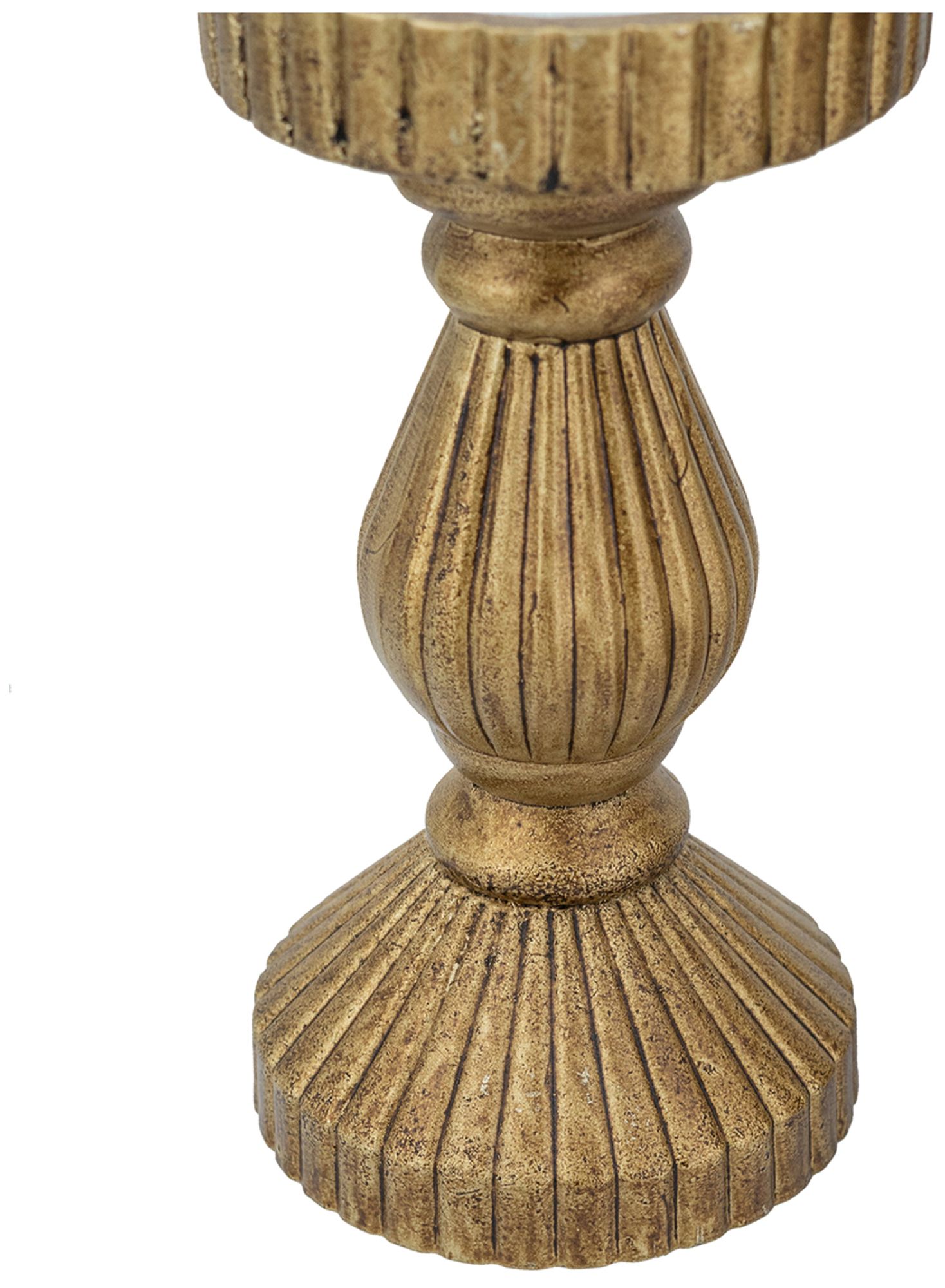 Image 4 Ornate Textured Wooden Candle Holder with Antique Gold - 8 more views