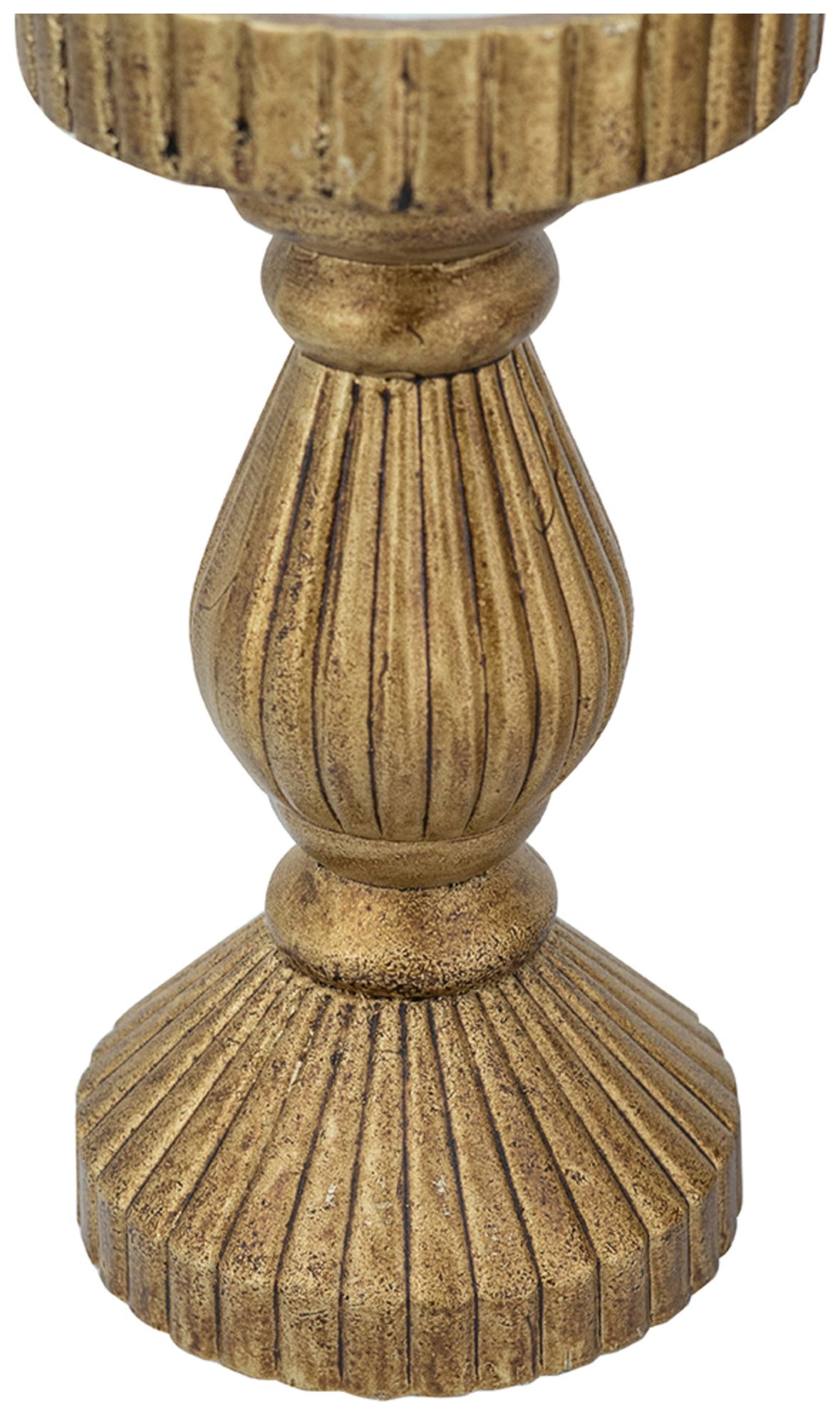 Image 4 Ornate Textured Wooden Candle Holder with Antique Gold Finish more views