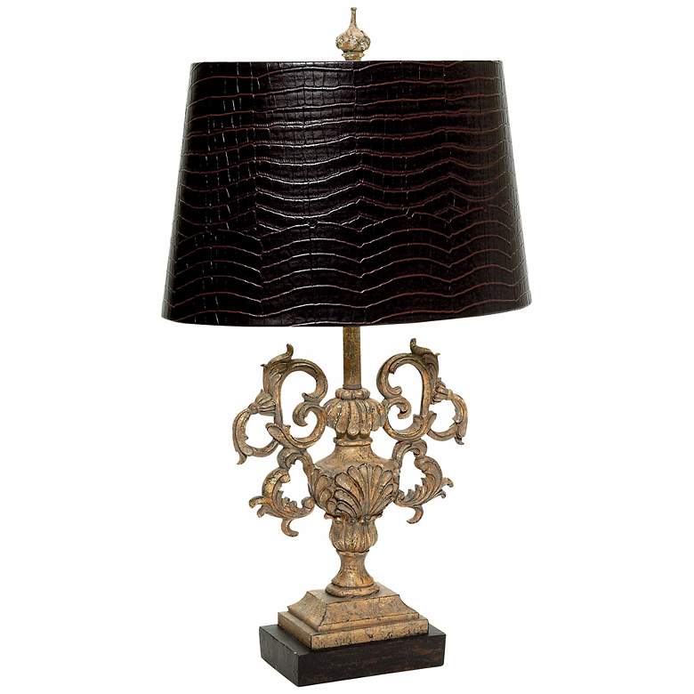 Image 1 Ornate Trophy Marbleized Finish Table Lamp