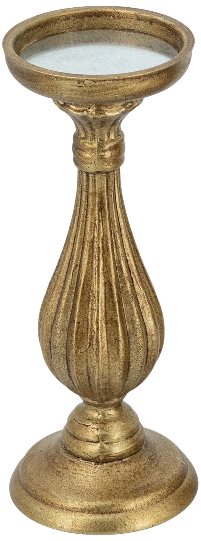 Image 2 Ornate Wooden Candle Holder with Antique Gold Finish - 11" - Gold