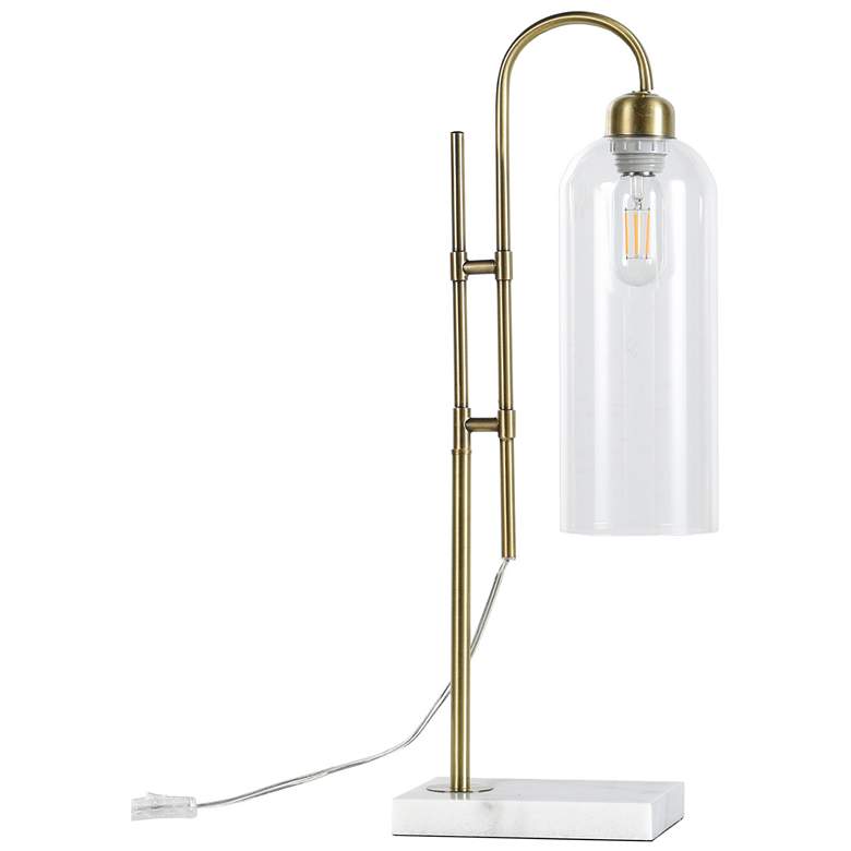 Image 1 Oro 24" High Brushed Gold and Marbled Table Lamp With Clear Shade