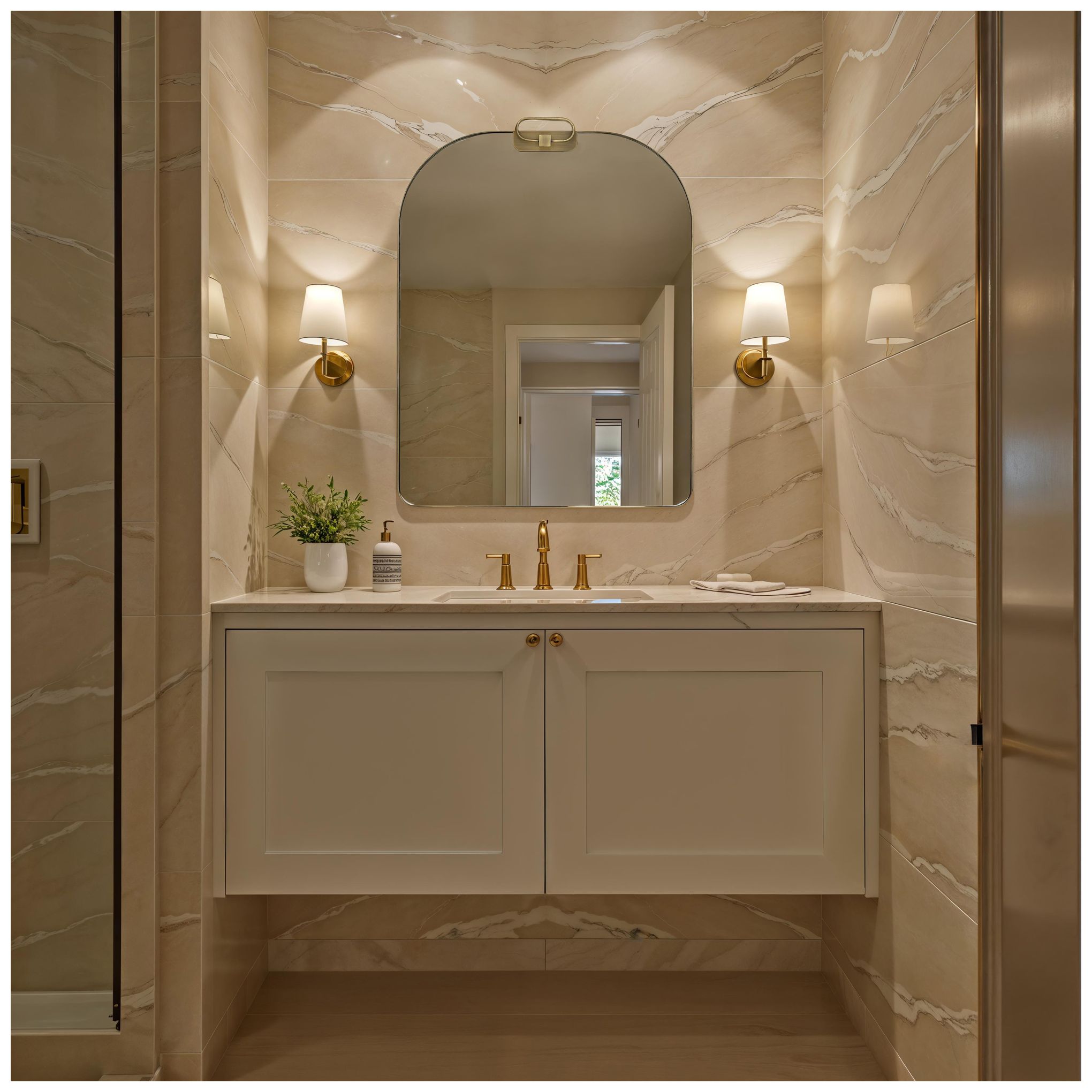 Image 2 Oro 40" H x 30" W Wall Mirror, Antique Brushed Brass more views