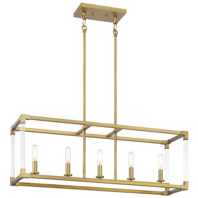 Image 3 Oro District 32" Wide Soft Brass 5-Light Island Chandelier