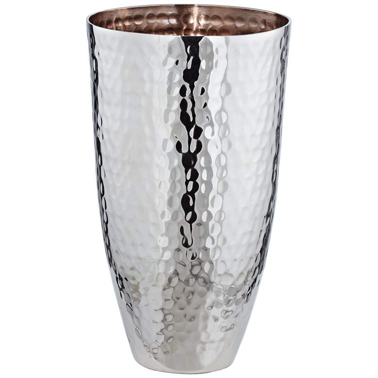 Image 1 Orovada 9 3/4 inch High Hammered Metal Silver Vase