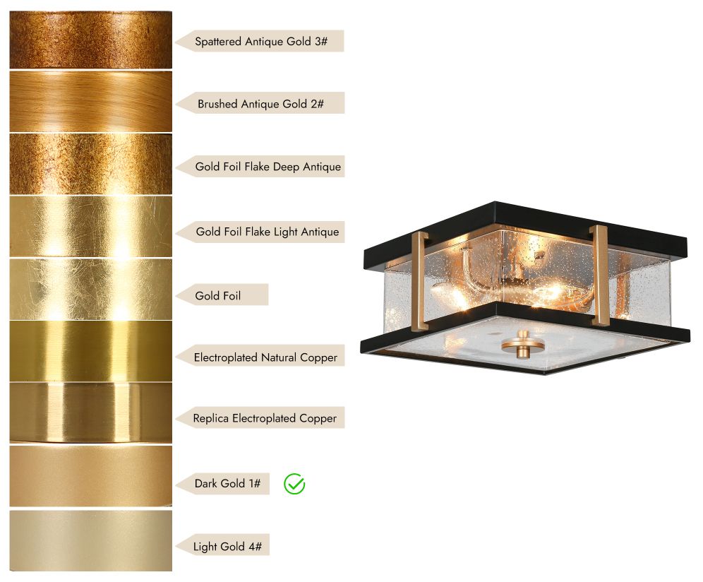 Image 3 Orpheunican 12"W Black and Gold 3-Light Square Ceiling Light more views