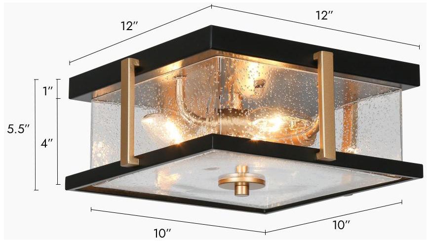 Image 4 Orpheunican 12"W Black and Gold 3-Light Square Ceiling Light more views