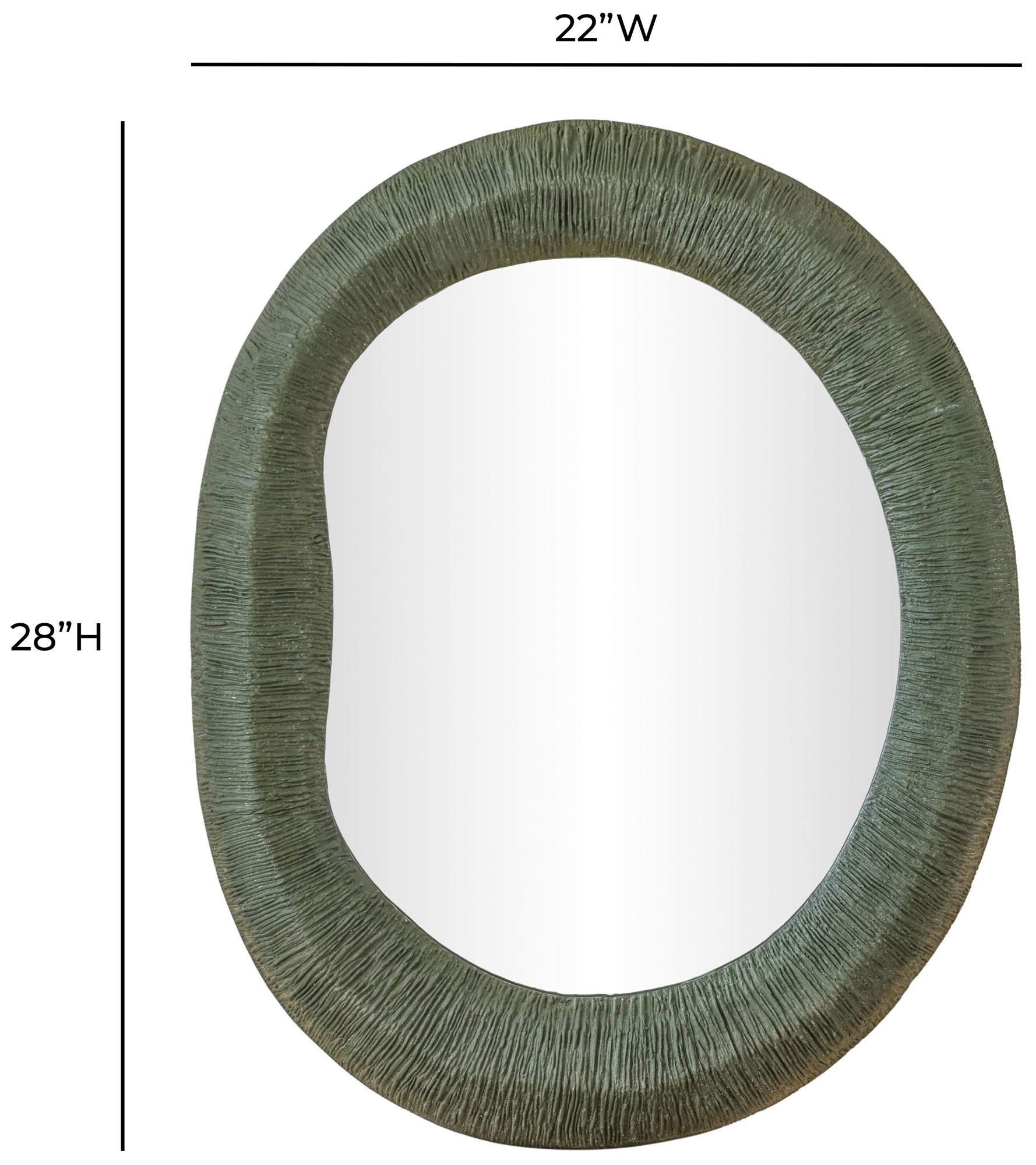 Image 3 Orpheus Ribbed Forest Green Fiberglass Thick Wall Mirror more views