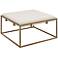 Orrell 35"W Ivory Tufted Fabric Square Ottoman/Coffee Table