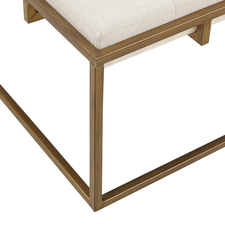 Image 4 Orrell 35"W Ivory Tufted Fabric Square Ottoman/Coffee Table more views