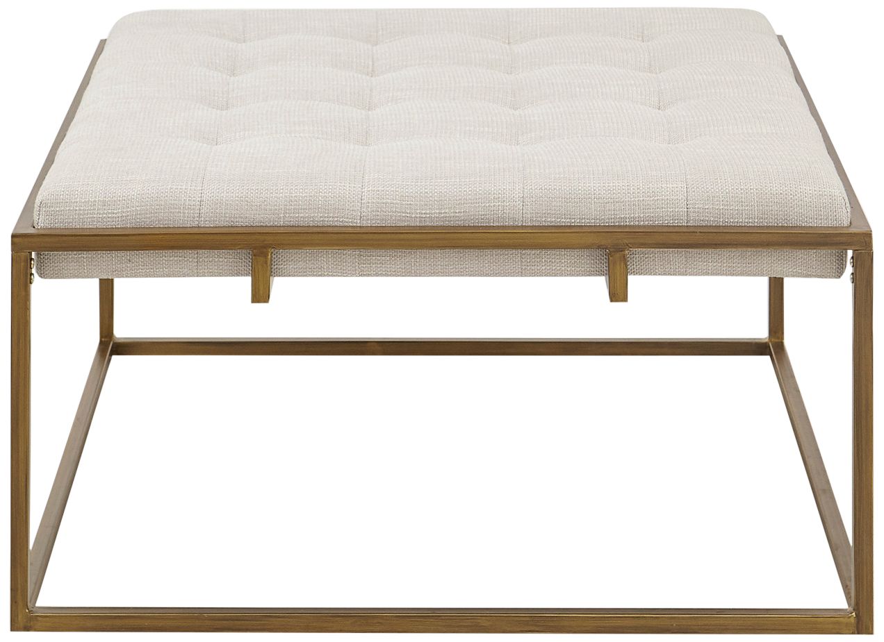 Orrell 35"W Ivory Tufted Fabric Square Ottoman/Coffee Table 430N8 Lamps Plus