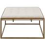 Orrell 35"W Ivory Tufted Fabric Square Ottoman/Coffee Table