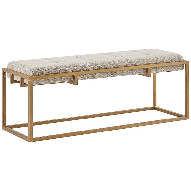 Image 2 Orrell 45" Wide Brown Fabric Tufted Rectangular Accent Bench