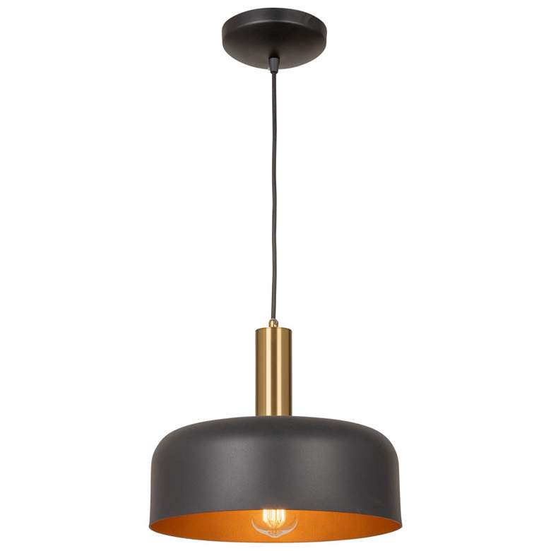 Image 1 Orsa 11.5" Wide Black Pendant With Black Aluminum Shade
