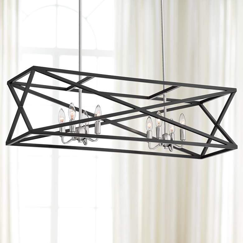 Image 1 Orsius 38 1/4 inch Wide Black Kitchen Island Light Chandelier