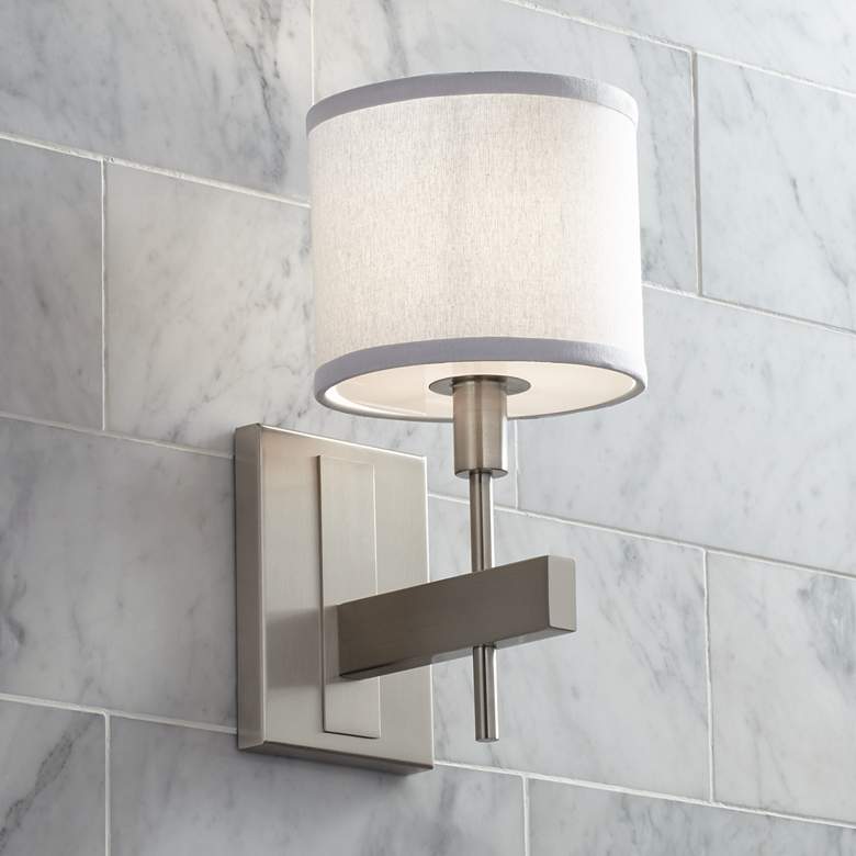 Image 1 Orson 13 1/2" High Satin Nickel Wall Sconce