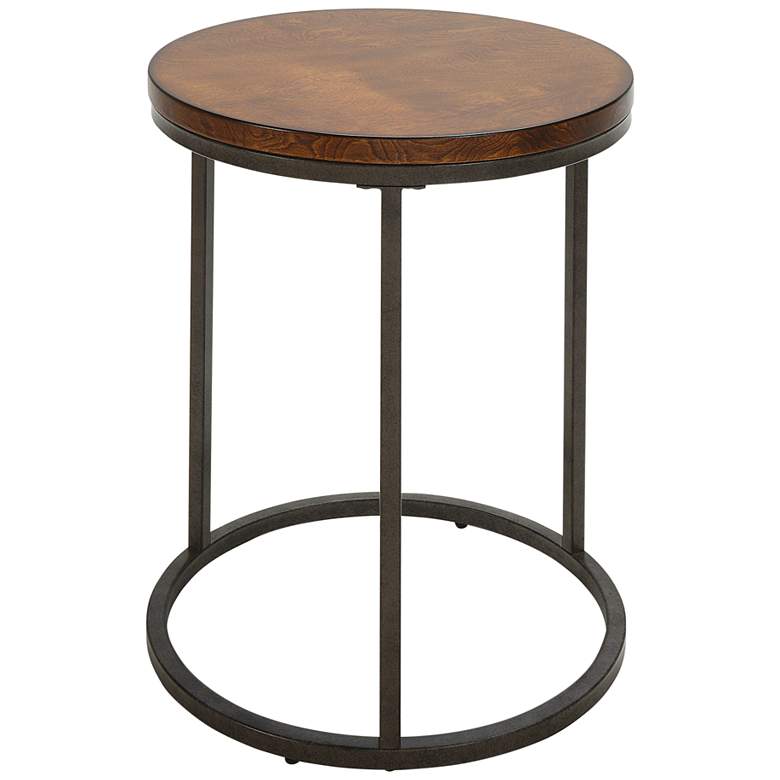 Image 2 Orson 18" Wide Chestnut Wood Industrial Metal Accent Table