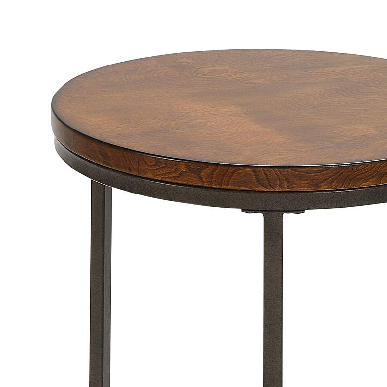 Image 3 Orson 18" Wide Chestnut Wood Industrial Metal Accent Table more views
