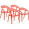 Orti Red Polycarbonate Plastic Chair Set of Four